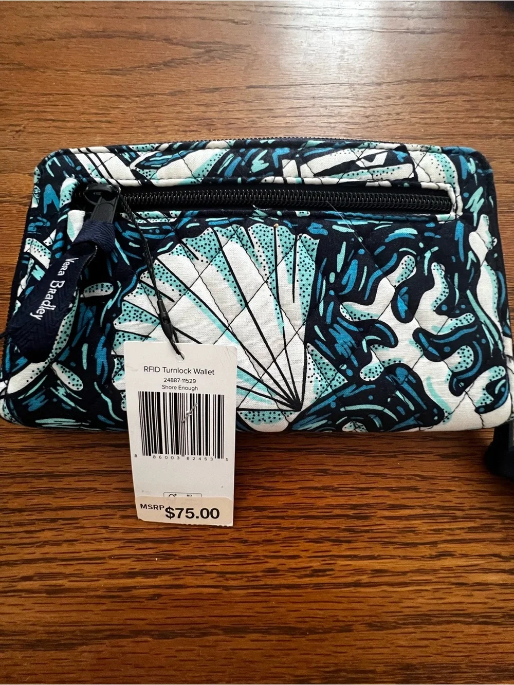 NEW Vera Bradley RFID Tech Wristlet In Shore Enough Pattern